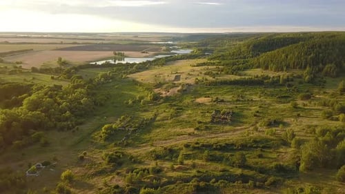 Country Ruins And Lake