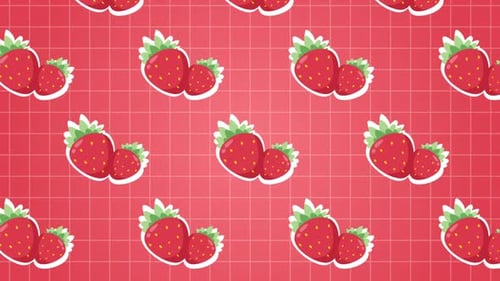 Strawberry Fruits Food Animation Background