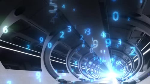 large server room. huge computing and data exchange