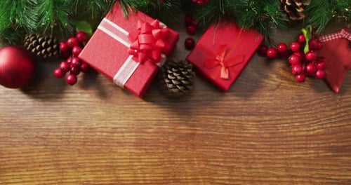 Festive Christmas Decorations and Gifts Overhead