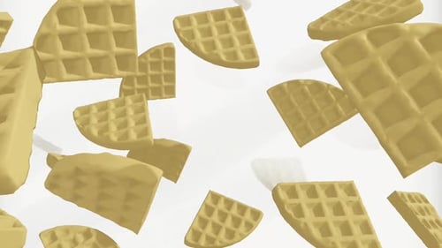 Animated 3D Waffles Floating Food Background Loop
