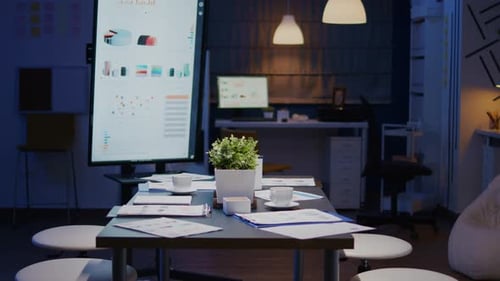 Modern Empty Business Corporate Office Meeting Room is Ready for Businesspeople