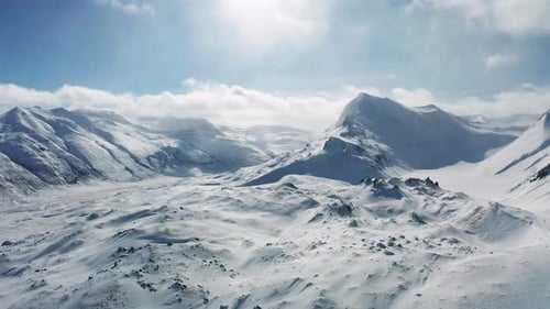 Beautiful Mountain Winter Landscape Near Akureyri, Iceland