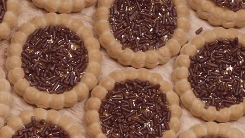 Appetizing Cookies with Chocolate Sprinkles Close Up
