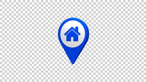 Animated 3D Home Location Pin Icon