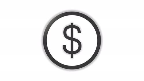 Aminierte US-Dollar-Ikone. Amerikanisches Dollar-Symbol isoliert auf weißem Hintergrund.