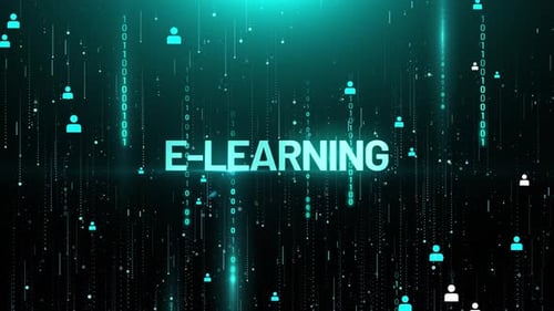 Futuristic E-Learning Digital Background with Binary Code Animation