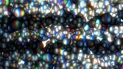 Abstract Iridescent Spheres Particle Field Background