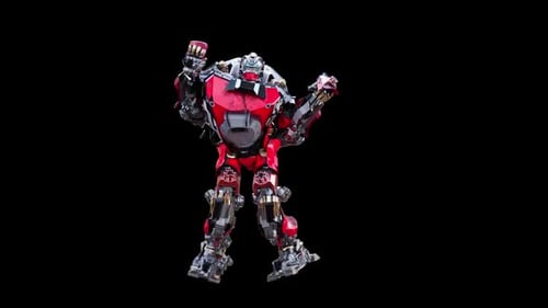 3D Futuristic Mecha Robot Performing Dynamic Dance Moves