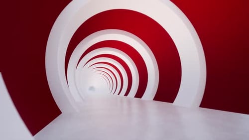 Modern Red and White Round Futuristic Modern Architecture Corridor Building Interior