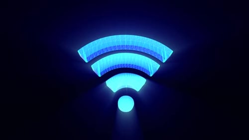 Animated Blue Holographic Wi-Fi Symbol Loop