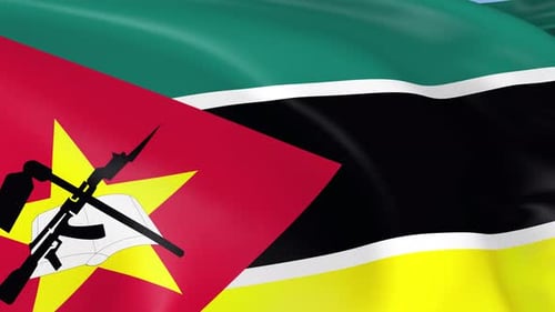 Realistic Waving Flag of Mozambique Seamless Loop