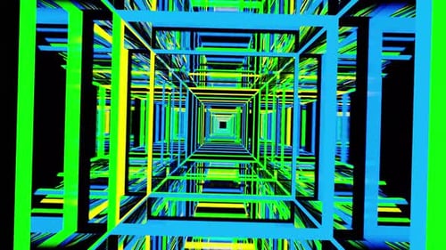 Colored Rotated Square Vj Loop Tunnel HD