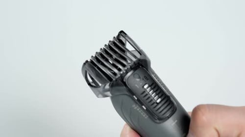 Isolated Close Up of a Mens Black Electric Shaver