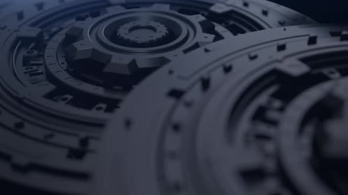Futuristic Interlocking Gears Industrial Motion Background