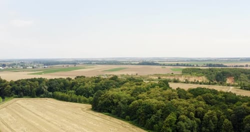 Aerial View of Farmland. Aerial View of Forest and Agriculture Fields