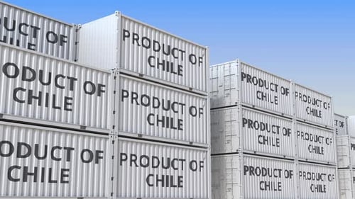 Containers with PRODUCT OF CHILE Text