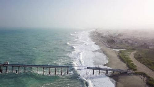 Stormy Ocean Damaged a Pier