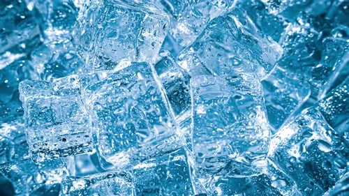 Macro Close Up of Wet Ice Cubes