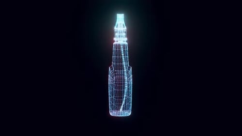 Futuristic Wireframe Spray Bottle 3D Digital Animation