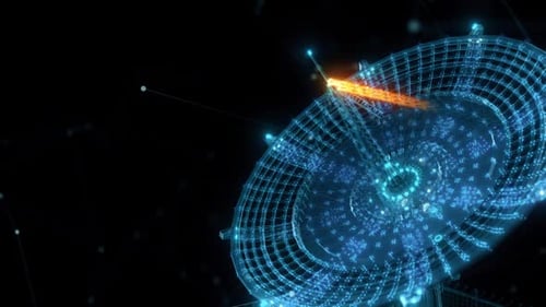 Futuristic Digital Satellite Dish Data Scan Animation