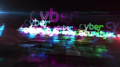 Neon Cyber Security Digital Text Network Loop