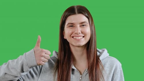 Greenscreen Happy Lady Handgeste