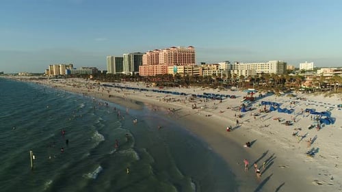 Aerial view of tourists on Clearwater beach