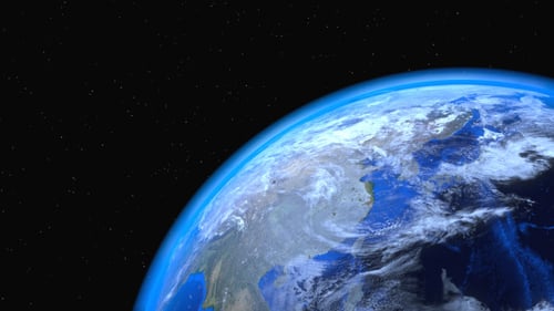 Global View of Rotating Earth from Space Animation