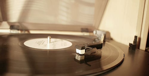 Vintage Record Player with Vinyl Record Spinning