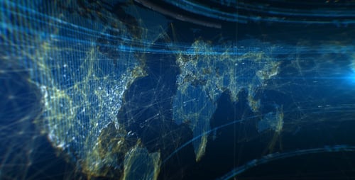 Futuristic Digital World Map Global Network Connection Background
