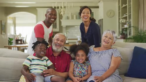 Multigenerational Family Smiling Together at Home