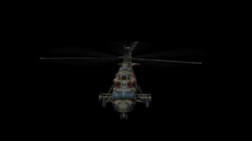 Military Helicopter Hovering with Alpha Channel