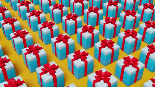 Blue Gift Boxes On A Yellow Background