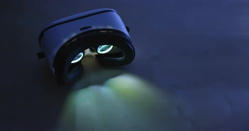 Virtual Reality Headset Emitting Colorful Lights