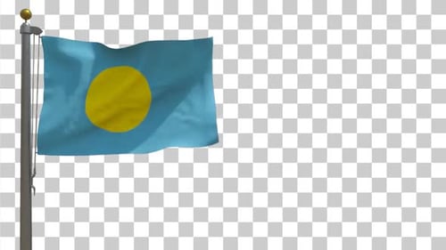 Animated Flag of Palau Waving with Alpha Channel