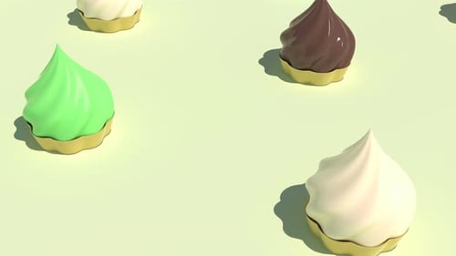 Set Cakes with Colored Cream on Pink Able to Loop Seamless