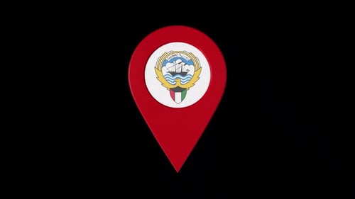 Animated 3D Kuwait Map Pin Icon Rotation