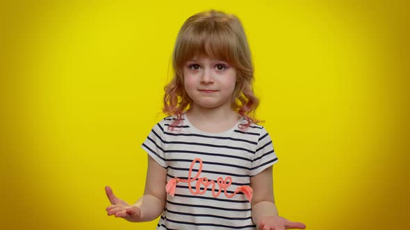 Frustrated Child Kid Girl Raising Hands in Indignant Expression Asking ...
