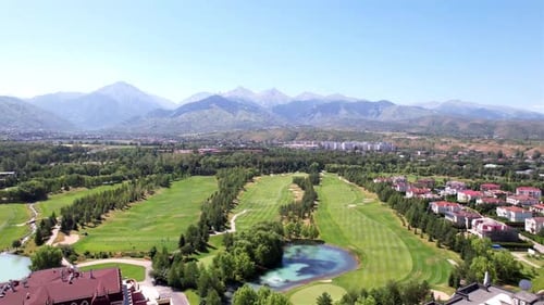 Golf Course with a View of the High Mountains