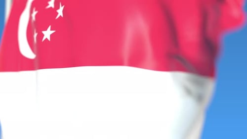 Singapore National Flag Waving in Realistic Animation