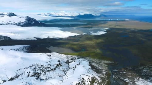 Aerial View of the Glaciers and Snowy Mountains in Iceland