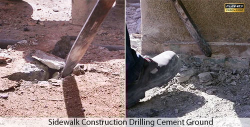 Worker Uses Jackhammer to Break Concrete