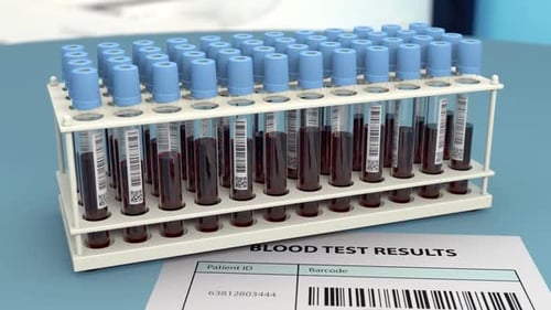 3D Medical Blood Test Results with Positive Diagnosis