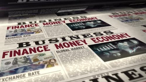 Global Business Finance News Printing Press Animation
