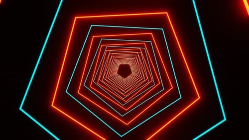 Dynamic Neon Pentagon Tunnel Background Animation