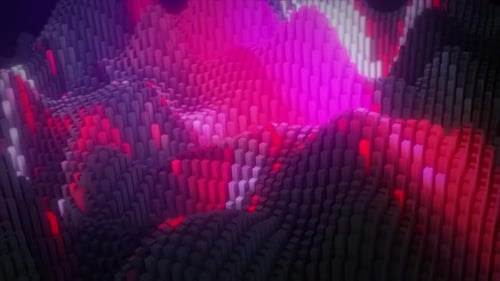 Abstrata superfície cúbica colorida em movimento aleatório