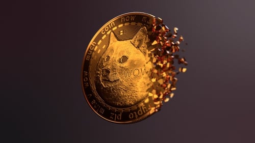 Gold Dogecoin Crypto Coin Particle Reveal Animation