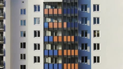 Facade of the beautiful colorful building