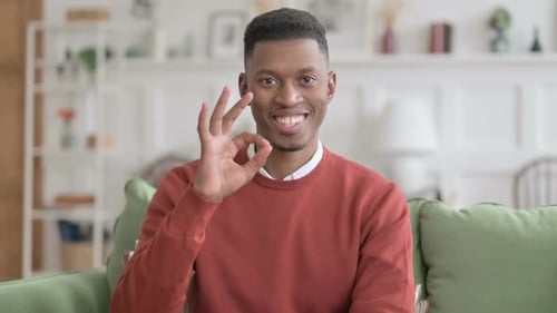 Young Adult Giving Ok Hand Gesture